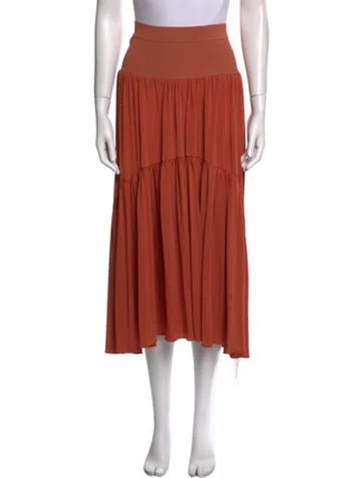 Pre-owned A.l.c Pleated Accents Midi Length Skirt In Orange