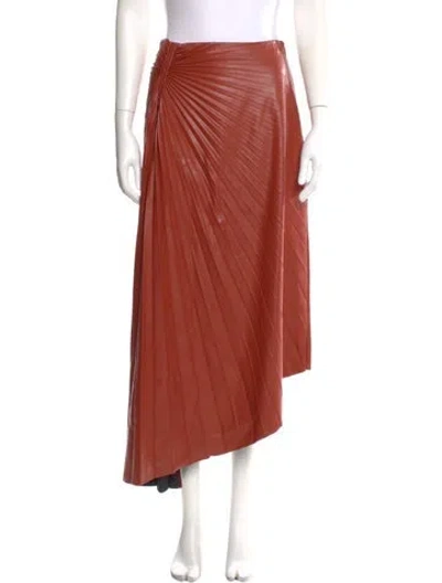 Pre-owned A.l.c Pleated Accents Midi Length Skirt In Orange