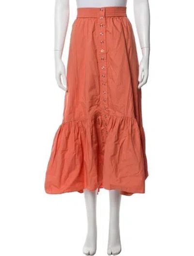 Pre-owned A.l.c Pleated Accents Midi Length Skirt In Orange