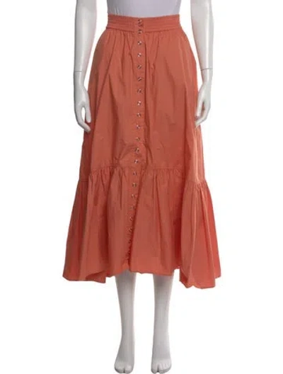 Pre-owned A.l.c Pleated Accents Midi Length Skirt In Orange