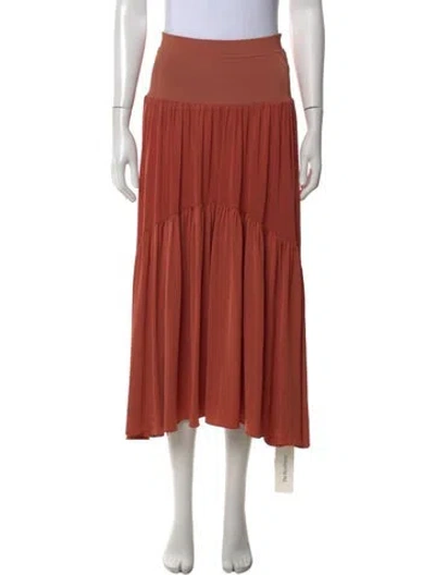 Pre-owned A.l.c Pleated Accents Midi Length Skirt In Orange
