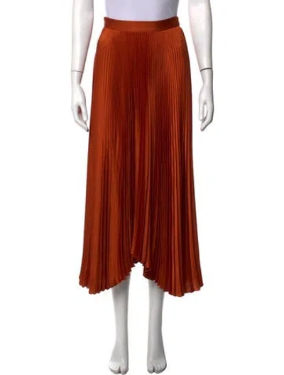 Pre-owned A.l.c Pleated Accents Midi Length Skirt In Orange