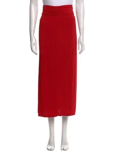 Pre-owned A.l.c Pleated Accents Midi Length Skirt In Red