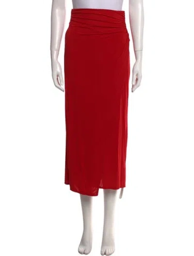 Pre-owned A.l.c Pleated Accents Midi Length Skirt In Red