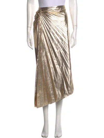 Pre-owned A.l.c Pleated Accents Midi Length Skirt In Silver
