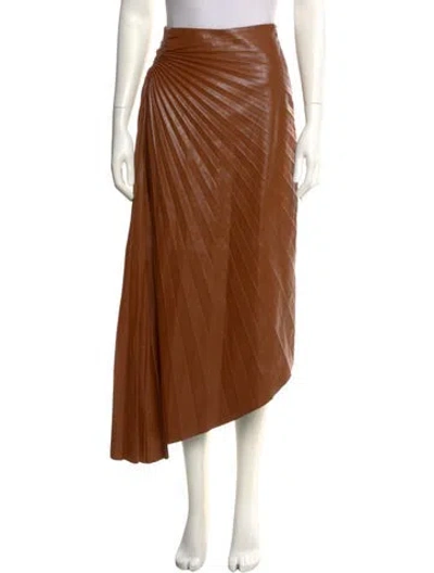 Pre-owned A.l.c Pleated Accents Midi Length Skirt W/ Tags In Brown