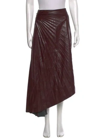 Pre-owned A.l.c Pleated Accents Midi Length Skirt W/ Tags In Burgundy