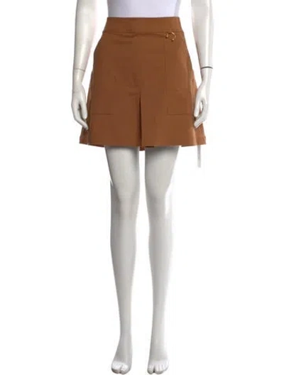 Pre-owned A.l.c Pleated Accents Mini Skirt In Brown