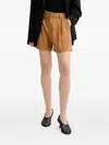 A.l.c Pleated High-waisted Shorts In Brown