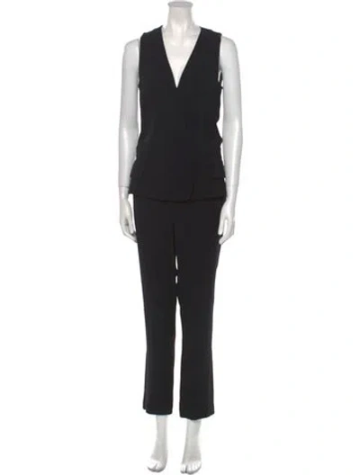 Pre-owned A.l.c Plunge Neckline Jumpsuit In Black