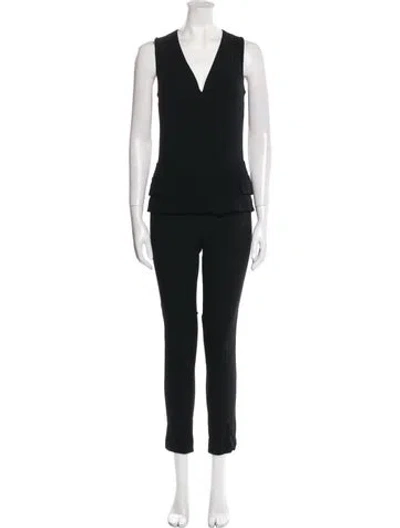 Pre-owned A.l.c Plunge Neckline Jumpsuit In Black