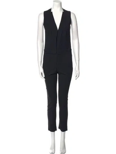 Pre-owned A.l.c Plunge Neckline Jumpsuit In Black