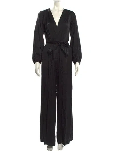 Pre-owned A.l.c Plunge Neckline Jumpsuit In Black