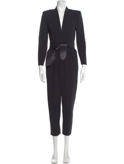 Pre-owned A.l.c Plunge Neckline Jumpsuit In Black