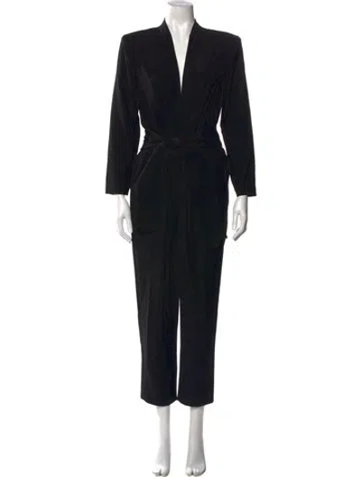 Pre-owned A.l.c Plunge Neckline Jumpsuit In Black