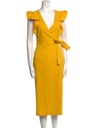 Pre-owned A.l.c Plunge Neckline Long Dress In Yellow