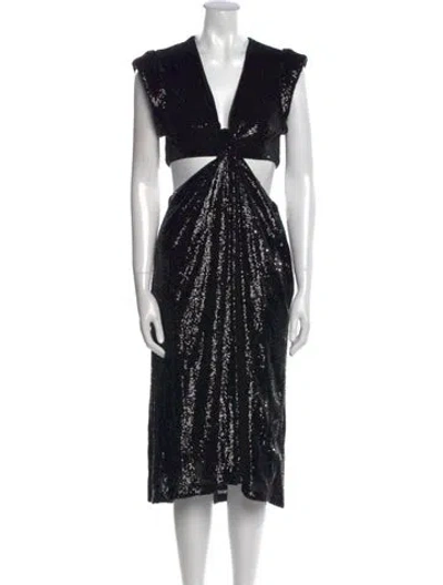 Pre-owned A.l.c Plunge Neckline Midi Length Dress In Black