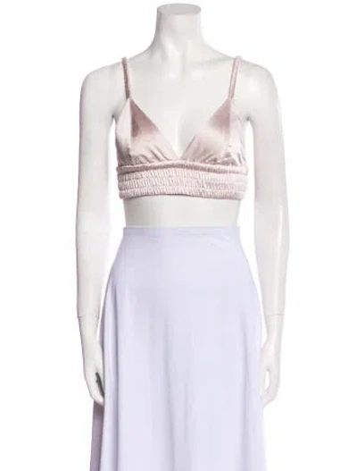 Pre-owned A.l.c Plunge Neckline Sleeveless Crop Top In White