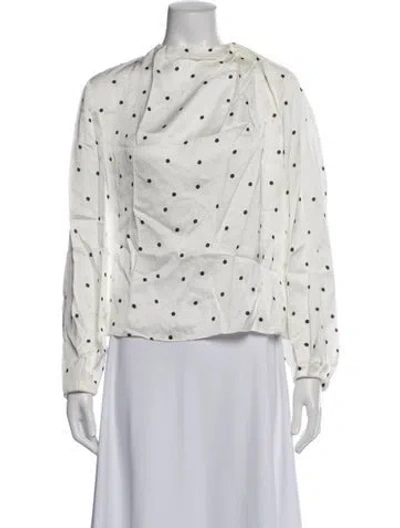 Pre-owned A.l.c Polka Dot Print Cowl Neck Blouse W/ Tags In White