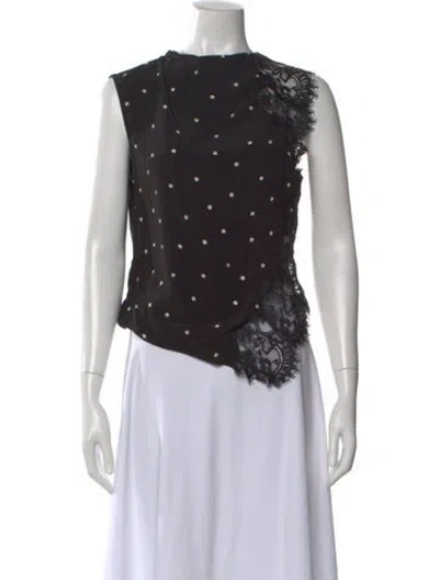 Pre-owned A.l.c Polka Dot Print Crew Neck Top In Black