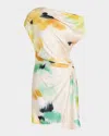 A.l.c Poppy Draped Mini Dress In Floral Multi