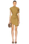 A.l.c Poppy Ruched Off-the-shoulder Mini Dress In Hazel