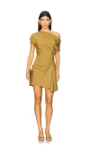 A.l.c Poppy Ruched Off-the-shoulder Mini Dress In Olive