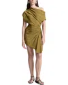 A.l.c Poppy Ruched Off-the-shoulder Mini Dress In Green