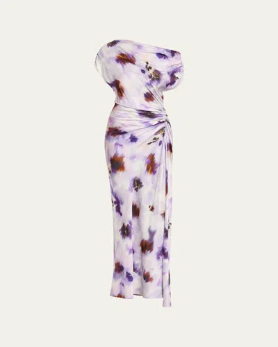 A.l.c Poppy One-shoulder Satin Midi Dress In Purple
