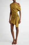 A.l.c Poppy Ruched Off-the-shoulder Mini Dress In Gold