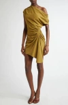 A.l.c Poppy Ruched Off-the-shoulder Mini Dress In Hazel