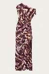 A.l.c Poppy Hand-painted Asymmetric Satin Gown In Brown
