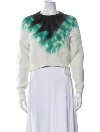 Pre-owned A.l.c Printed Crew Neck Sweater In White