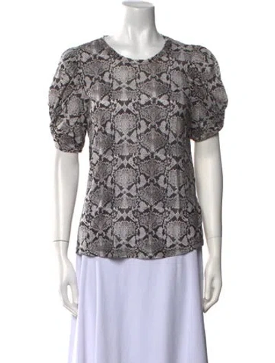 Pre-owned A.l.c Printed Crew Neck T-shirt In Black