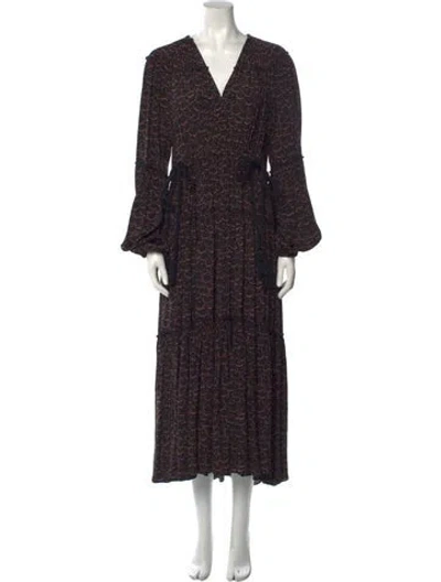 Pre-owned A.l.c Printed Long Dress In Black