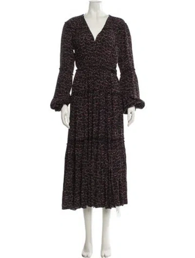 Pre-owned A.l.c Printed Long Dress In Black