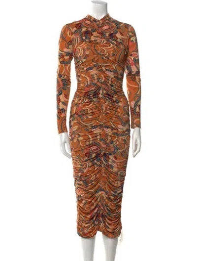 Pre-owned A.l.c Printed Long Dress In Brown