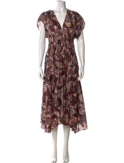 Pre-owned A.l.c Printed Long Dress In Brown