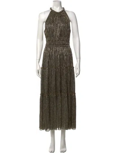 Pre-owned A.l.c Printed Long Dress In Gold
