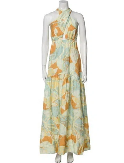Pre-owned A.l.c Printed Long Dress In Green