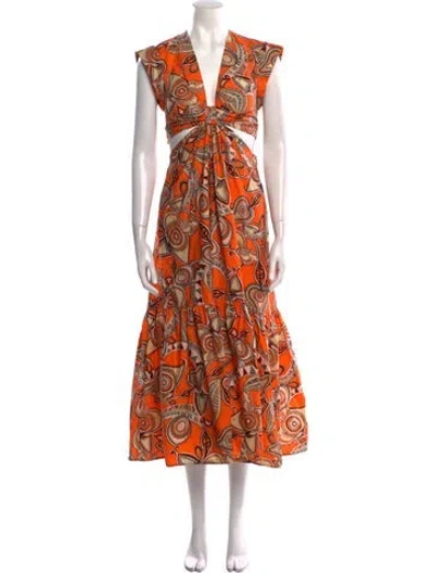 Pre-owned A.l.c Printed Long Dress In Orange