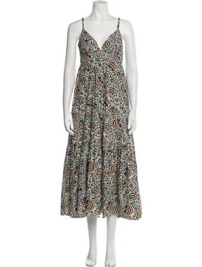 Pre-owned A.l.c Printed Long Dress In Orange