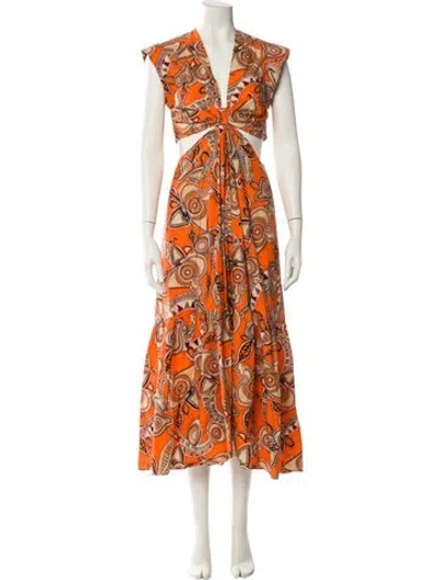 Pre-owned A.l.c Printed Long Dress In Orange