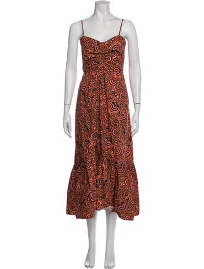 Pre-owned A.l.c Printed Long Dress In Orange