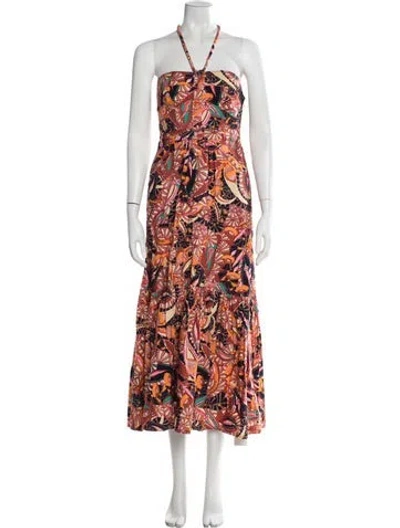 Pre-owned A.l.c Printed Long Dress In Orange