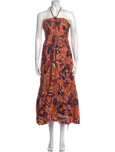 Pre-owned A.l.c Printed Long Dress In Orange