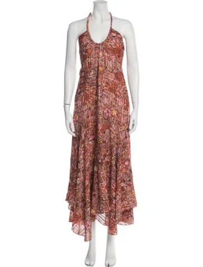 Pre-owned A.l.c Printed Long Dress In Red