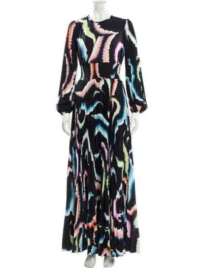 Pre-owned A.l.c Printed Long Dress W/ Tags In Black
