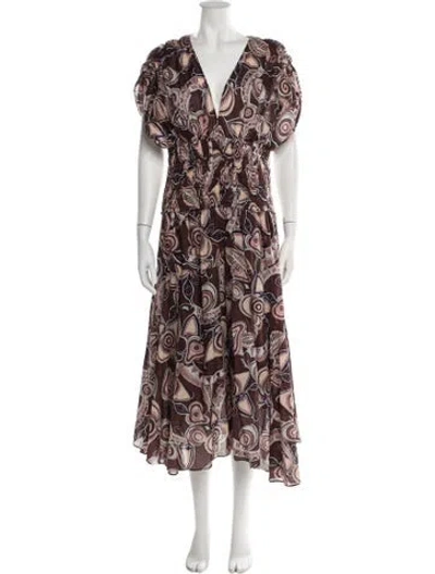 Pre-owned A.l.c Printed Long Dress W/ Tags In Neutral