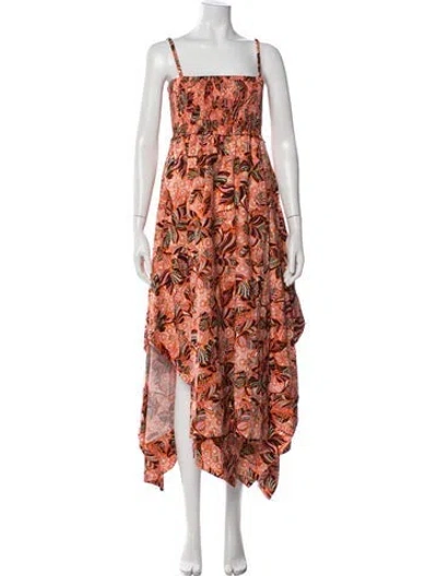 Pre-owned A.l.c Printed Long Dress W/ Tags In Orange